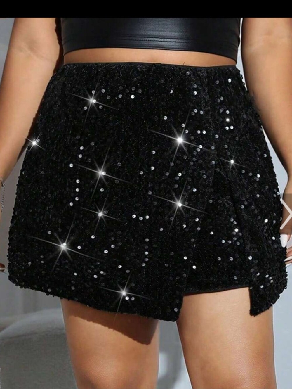 SHEIN Black Sequin Women's Short Skort